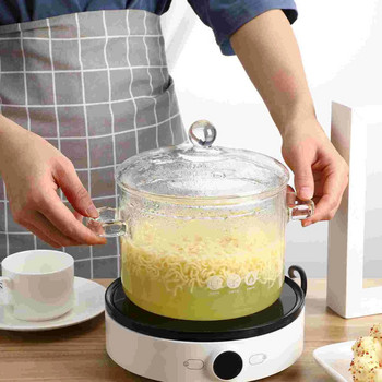 Многофункционална прозрачна домакинска тенджера за готвене с голям капацитет, устойчива на топлина с капак Тенджера за супа Тенджера за готвене