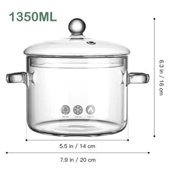 Многофункционална прозрачна домакинска тенджера за готвене с голям капацитет, устойчива на топлина с капак Тенджера за супа Тенджера за готвене