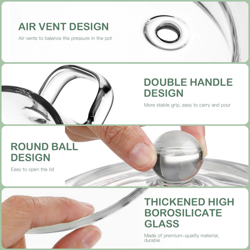 Daugiafunkcis skaidrus buitinis didelės talpos karščiui atsparus puodas su dangteliu Sriubos puodas Virimo puodas