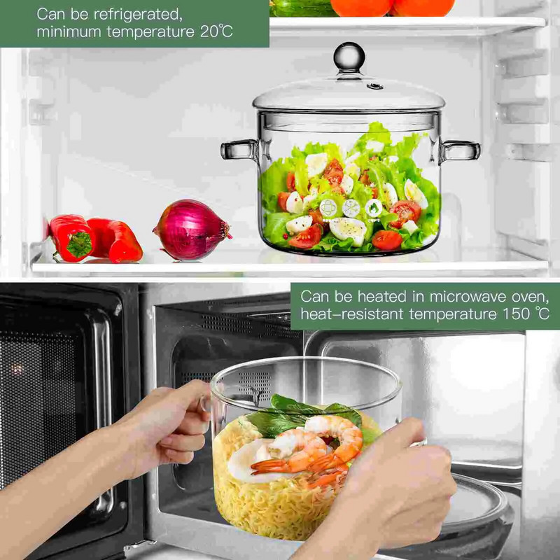 Daugiafunkcis skaidrus buitinis didelės talpos karščiui atsparus puodas su dangteliu Sriubos puodas Virimo puodas