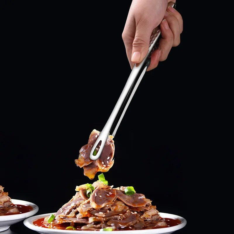 1 db 304 rozsdamentes acél ételfogó, hosszú nyelű, csúszásmentes grillfogó Steak fogó Konyhai főzőeszközök Konyhai kiegészítők