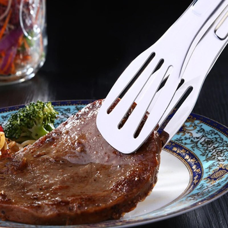 Hvataljka za hranu od nehrđajućeg čelika Kuhinjski pribor Buffet Alat za kuhanje Anti-Heat Stezaljka za kruh Stezaljka za pecivo za deserte, salate, roštilj