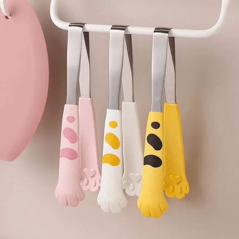 Cleste pentru mâncare în formă de labe de pisică Clește pentru mâncare drăguț cu desene animate Cles pentru grătar din oțel inoxidabil Clip pentru copt pentru sandvici Accesorii pentru bucătărie