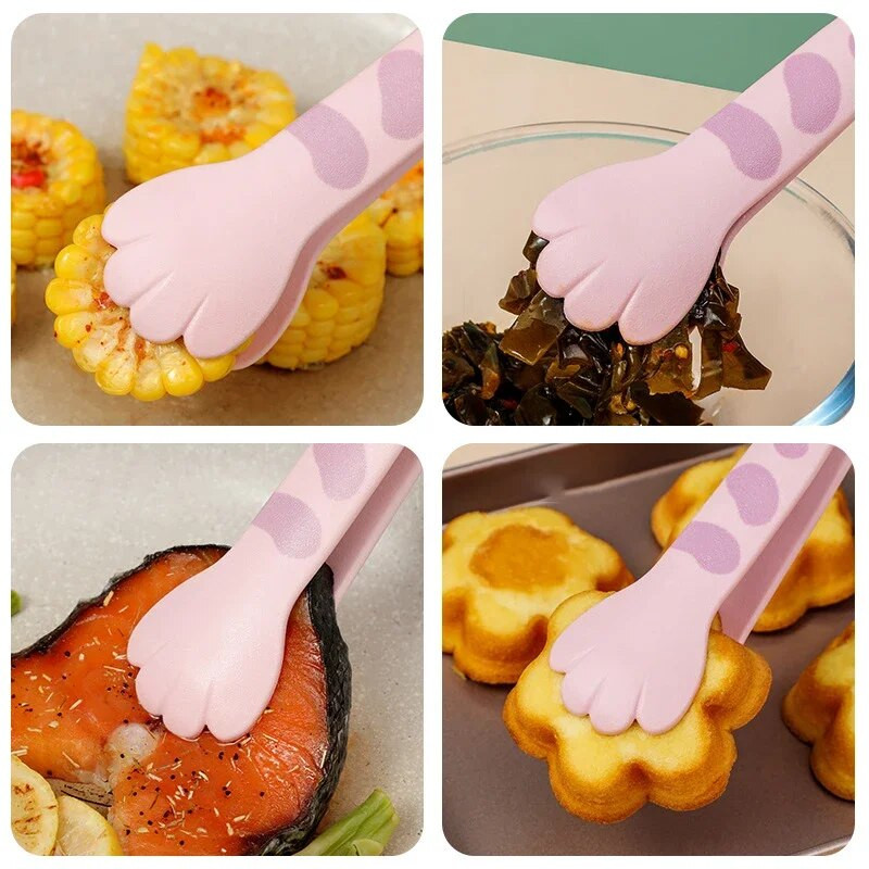 Cleste pentru mâncare în formă de labe de pisică Clește pentru mâncare drăguț cu desene animate Cles pentru grătar din oțel inoxidabil Clip pentru copt pentru sandvici Accesorii pentru bucătărie