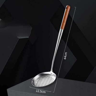 Hosszú nyelű, rozsdamentes acél wok spatula konyhai hornyolt esztergályos rizskanál kanál főzőeszközök edénykészlet Dropshipping edény