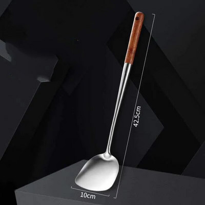 Hosszú nyelű, rozsdamentes acél wok spatula konyhai hornyolt esztergályos rizskanál kanál főzőeszközök edénykészlet Dropshipping edény