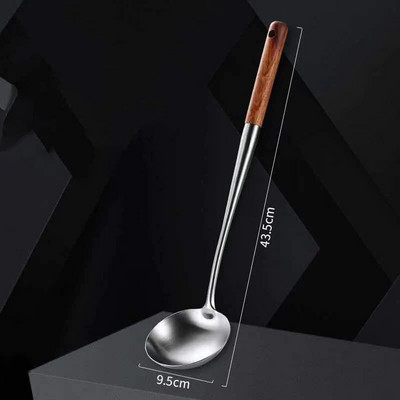 Hosszú nyelű, rozsdamentes acél wok spatula konyhai hornyolt esztergályos rizskanál kanál főzőeszközök edénykészlet Dropshipping edény