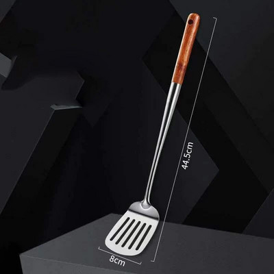 Hosszú nyelű, rozsdamentes acél wok spatula konyhai hornyolt esztergályos rizskanál kanál főzőeszközök edénykészlet Dropshipping edény