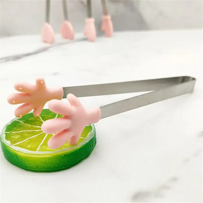 Naujos nešiojamos kūrybinės mažos delninės silikoninės spaustuko neslystančios nerūdijančio plieno mini maisto virtuvės indai BBQ Clip virtuvės įrankių žnyplės