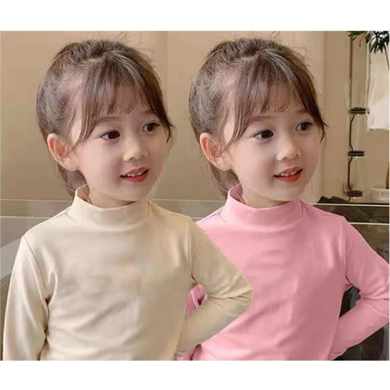 Tricou Copii Fete Tricou cu gât roscat Cămașă cu fundul cald Toamnă Iarnă Tricou cu mâneci lungi Copii Fete Topuri casual Tricouri 2 ~ 12 ani