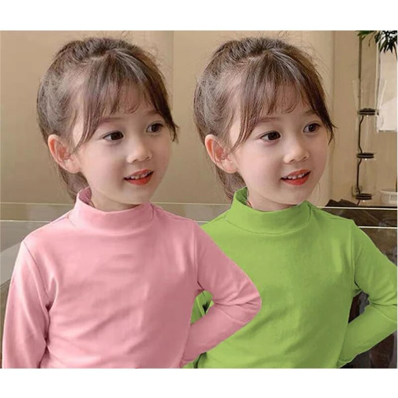 Tricou Copii Fete Tricou cu gât roscat Cămașă cu fundul cald Toamnă Iarnă Tricou cu mâneci lungi Copii Fete Topuri casual Tricouri 2 ~ 12 ani