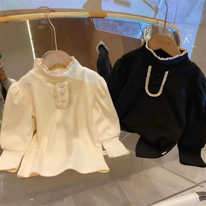 2023. aasta kevadsügis, laste tüdrukute topsid, puuvillased pikkade varrukatega kilpkonnakaelad, väikelaste tüdrukute särgid, mitmekülgsed alatoonid