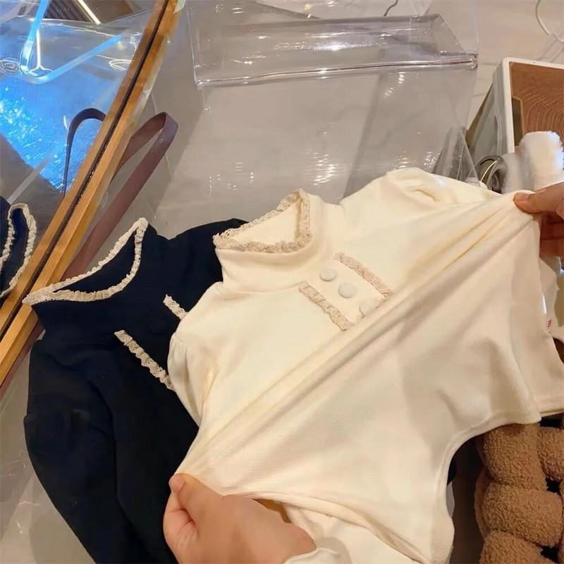 2023. aasta kevadsügis, laste tüdrukute topsid, puuvillased pikkade varrukatega kilpkonnakaelad, väikelaste tüdrukute särgid, mitmekülgsed alatoonid