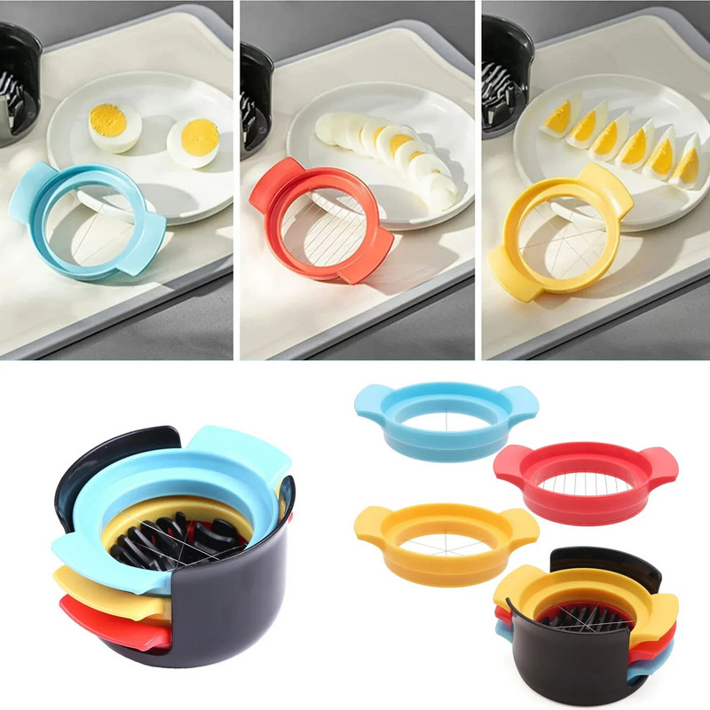 Kiaušinių pjaustyklė 3 viename Supjaustyti kiaušiniai Virti kiaušiniai Pjaustyklė Naminiai vaisiai Dešra Skintos gėlės Bento formuotojas Virtuvės priedai Apsaugo nuo rūdžių
