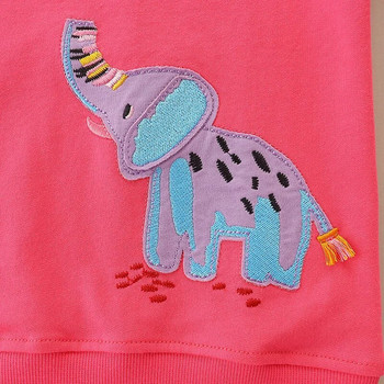 Little maven 2023 Baby girls με μακρυμάνικο μπλουζάκι Όμορφο νέο πουκάμισο ροζ άνοιξη και φθινόπωρο με υπέροχο ελέφαντα για παιδιά 2-7 ετών