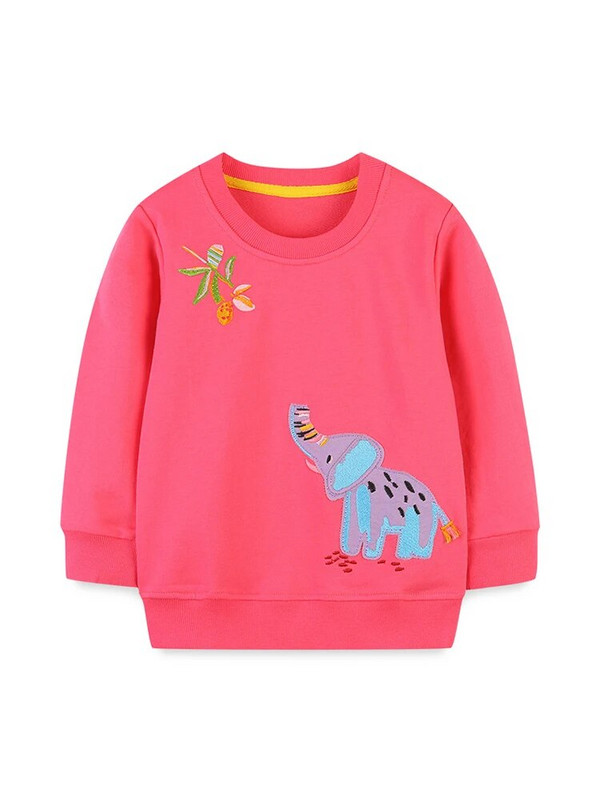 Little Maven 2023 Bebeluși Fete Topuri cu mâneci lungi Cămașă nouă, roz, primăvară și toamnă cu elefant minunat pentru copii 2-7 ani