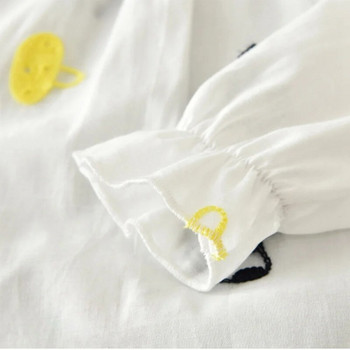 Пролет Есен Бебешки момичета Флорална памучна тениска Детска бебешка ежедневна блуза с дълъг ръкав Топове Бели детски летни дрехи Тениска