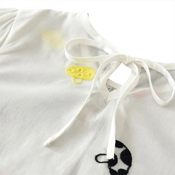 Пролет Есен Бебешки момичета Флорална памучна тениска Детска бебешка ежедневна блуза с дълъг ръкав Топове Бели детски летни дрехи Тениска