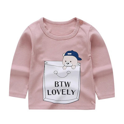 Tricou Toamnă Copii Băieți Tricou cu litere Imprimat cu mânecă lungă pentru fetițe Tricou pentru copii din bumbac Tricou cu decolteu O haine pentru băieți Top pentru fete