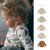 Tricou cu mânecă lungă pentru copii, primăvară 2024, strat de bază, cu imprimeu în stil Ins, pentru băieți, fete, cămașă cu gât roșu, pulover pentru copii mici