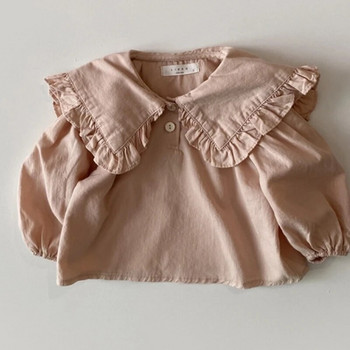 Есенна тениска за малко момиченце Пролетни дрехи за бебешки момичета Памучна карирана риза с дълъг ръкав Корейски стил Детска риза Дрехи за момичета