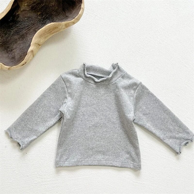 Rudeniniai mažylio marškinėliai mergaitei Pavasariniai kūdikių mergaičių rūbai medvilniniai ilgomis rankovėmis languoti marškinėliai korėjietiško stiliaus vaikiški marškiniai mergaičių drabužiai