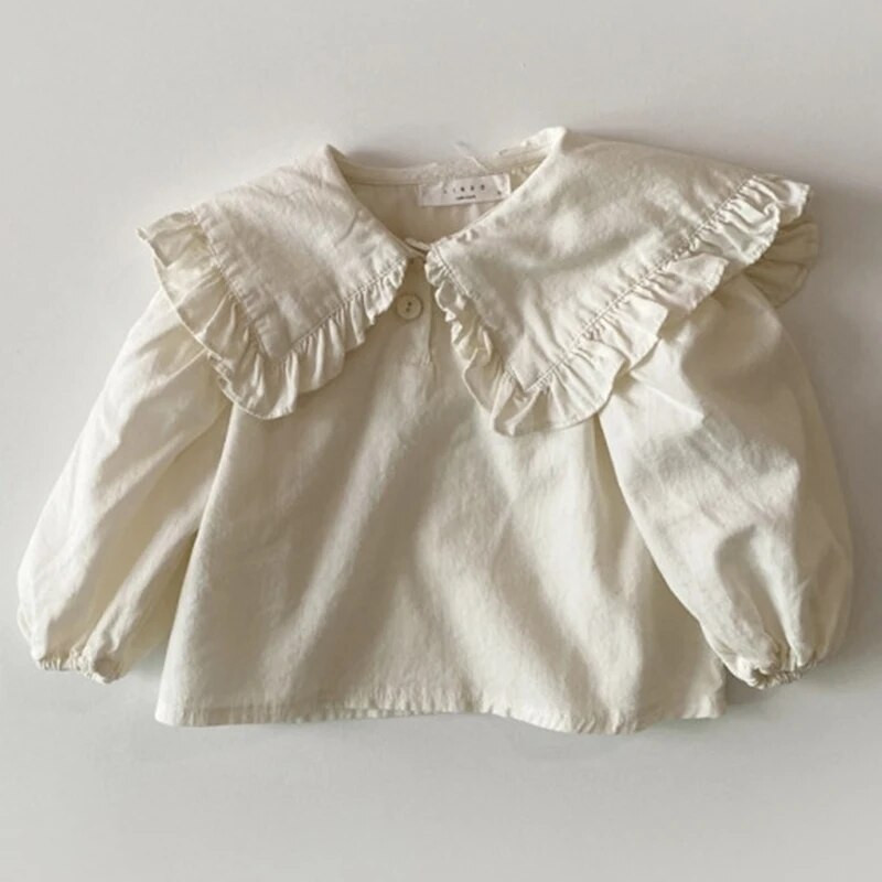 Rudeniniai mažylio marškinėliai mergaitei Pavasariniai kūdikių mergaičių rūbai medvilniniai ilgomis rankovėmis languoti marškinėliai korėjietiško stiliaus vaikiški marškiniai mergaičių drabužiai