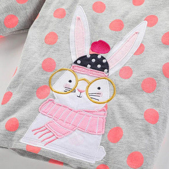 Little maven Тениска с дълги ръкави за бебета и момичета Памучни горнища Rabbit Прекрасен за деца Меко и удобно облекло за деца 2-7 години