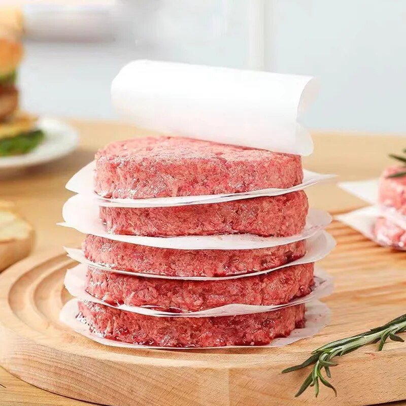 100 vnt / pakuotė Apvalus mėsainis, slėgis, mėsos popierius, aliejus, tepamasis popierius orkaitės kepsninės lakštas pyragų atskyrimo popierius virtuvės įrankiai