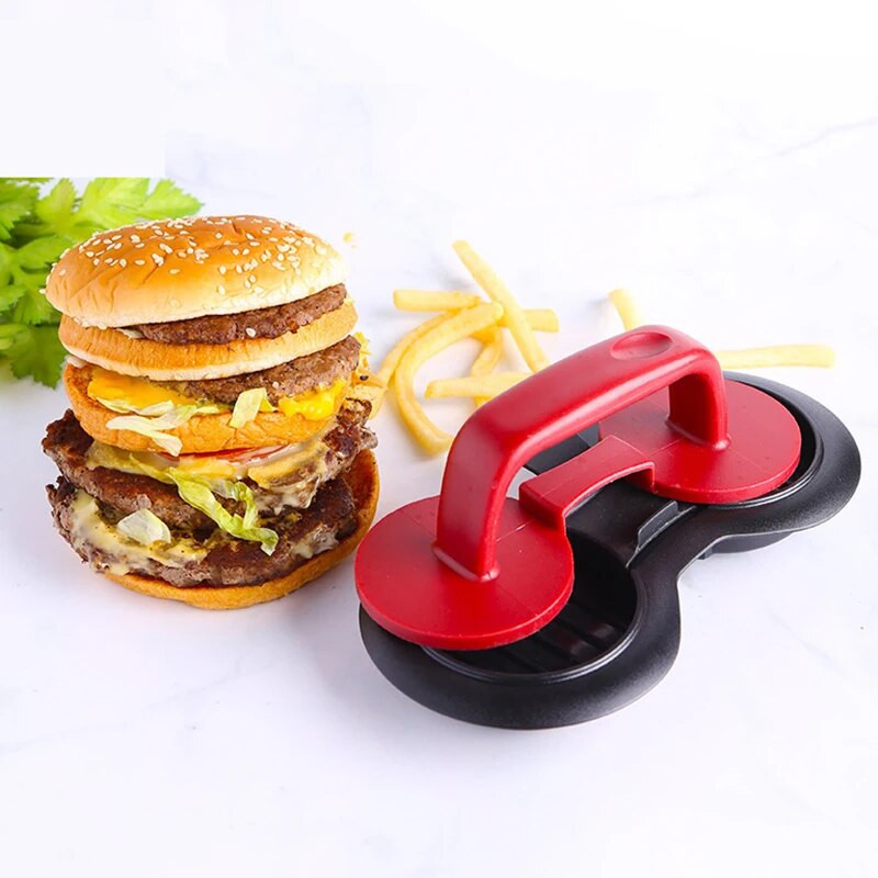 1 set de matriță rotundă pentru hamburger cu două orificii pentru carne, bucătar de bucătărie, carne de vită, grătar, mașină de prăjitură pentru burger, instrument creativ