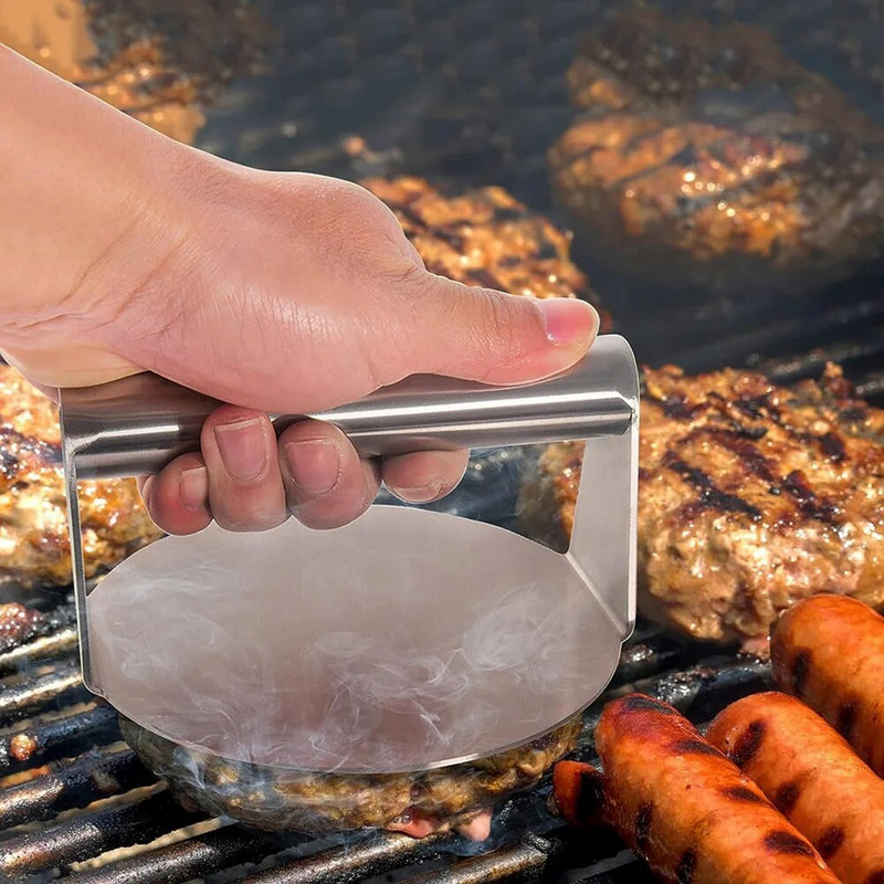Rozsdamentes acél kerek hamburger húsprés tapadásmentes hamburgerkészítő konyhai kellékek élelmiszerek hamburger steak húsprés tányér