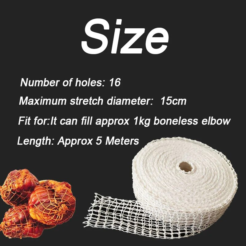 3/5/8m Mėsos tinklelis Elastingas kumpis Dešros tinklelis dešrainių dešrų pakavimo tinklelis Virtuvės reikmenys Medvilnė Mėsos tinklelis Kepimo įrankiai