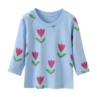 Jumping Meters 2-7T Ново пристигане Тениски за момичета Есен Пролет Детски дрехи Бебешки блузи с дълъг ръкав Детски тениски Топове