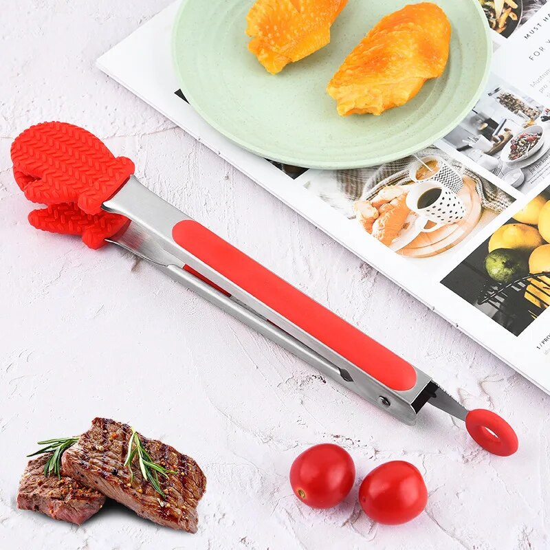 Kūrybingos kalėdinės duonos maisto segtukai Silikoninės kepsninės serviravimo žnyplės Kepsnių kepimo spaustukai Virtuvės gaminimo priedai