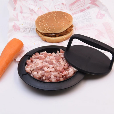 Черна пластмасова кръгла преса за хамбургери Мухъл за машина за бургери Мухъл за говеждо месо Скара за бургери Преса за банички Машина за мухъл Кухненски инструмент