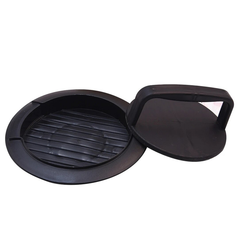 Juodo plastikinio apvalaus mėsainio preso mėsainių gaminimo mašina, formuojanti jautienos kepsninę, mėsainių presavimo paplotėlių gaminimo formavimo mašiną virtuvės įrankis