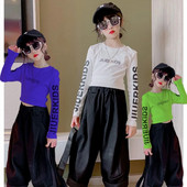 Tricou cu mânecă lungă pentru fete de primăvară Bebeluși Copii Tricouri Crop Top Copii Îmbrăcăminte de stradă Haine de modă Scrisoare Skinny 3 6 8 10 12 14 ani