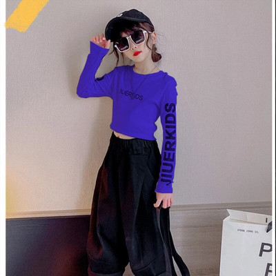 Tricou cu mânecă lungă pentru fete de primăvară Bebeluși Copii Tricouri Crop Top Copii Îmbrăcăminte de stradă Haine de modă Scrisoare Skinny 3 6 8 10 12 14 ani
