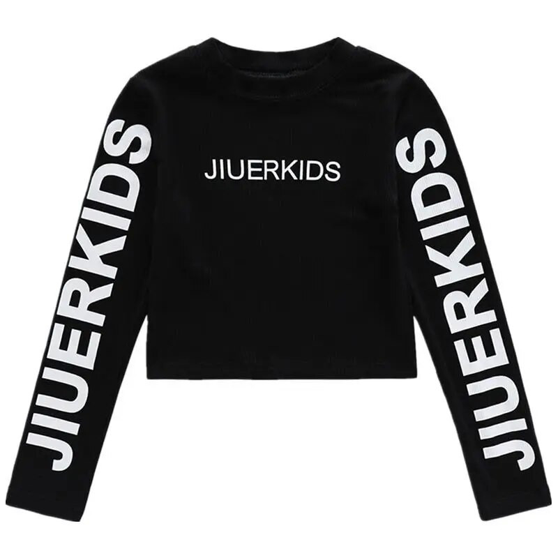 Tricou cu mânecă lungă pentru fete de primăvară Bebeluși Copii Tricouri Crop Top Copii Îmbrăcăminte de stradă Haine de modă Scrisoare Skinny 3 6 8 10 12 14 ani