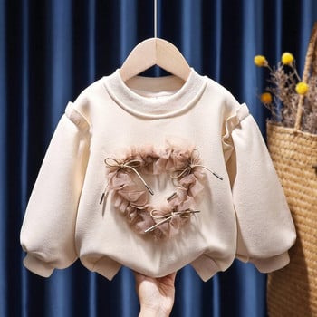 Χοντρά ζεστά παιδικά μπλουζάκια Φθινοπωρινά, χειμωνιάτικα γλυκά βολάν, λουλουδάτα πουλόβερ με λαιμόκοψη, βρεφικά μακρυμάνικα βελούδινα πουκάμισα 1-6 ετών