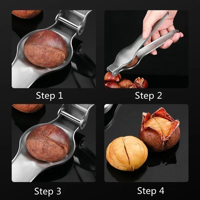 2 viename nerūdijantis greitas kaštonų atidarytuvas Graikinių riešutų replės gnybtų pjaustytuvas atidarytuvas Riešutų traškiklis Sheller Virtuvės įrankiai Riešutų traškučiai