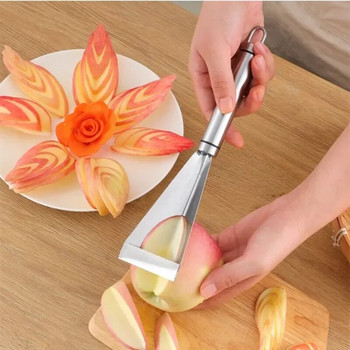 Кухненски приспособления от неръждаема стомана Триъгълна чиния с плодове Неплъзгащ се нож за дърворезба Изкуствена лъжица Инструменти Бар за хранене Домашна градина