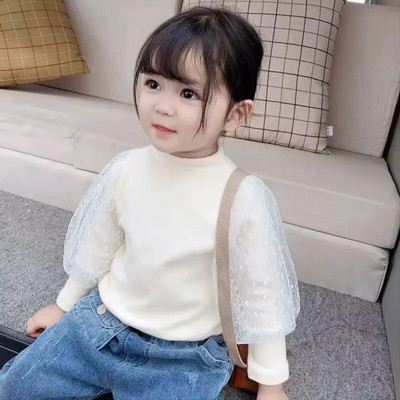 2022 GirlsTees Puff Hosszú ujjú póló Babaruha Téli Őszi Pulóverek Koreai Gyerekek Új felsők Gyermekruházat Babaruha