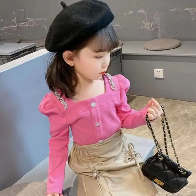 2022 GirlsTees Puff Hosszú ujjú póló Babaruha Téli Őszi Pulóverek Koreai Gyerekek Új felsők Gyermekruházat Babaruha
