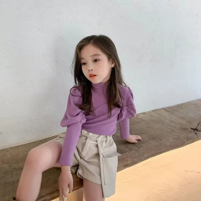 2022 GirlsTees Puff Hosszú ujjú póló Babaruha Téli Őszi Pulóverek Koreai Gyerekek Új felsők Gyermekruházat Babaruha