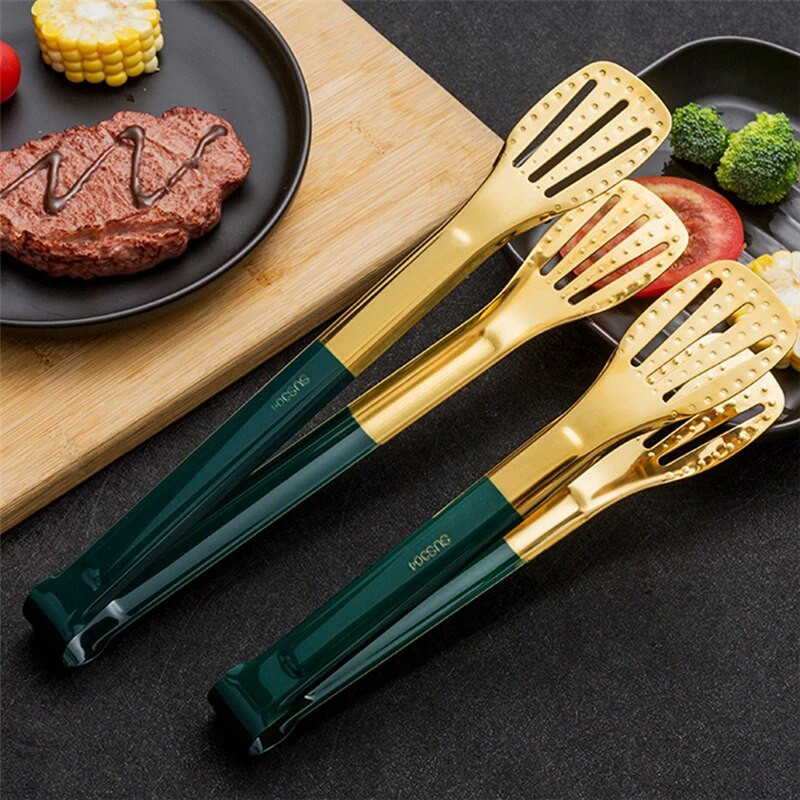 Cleste pentru grătar din oțel inoxidabil pentru alimente pentru grătar, rezistente la căldură, salată, pâine, bufet, clemă antiaderentă, clemă de gătit, accesorii de bucătărie
