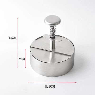 80 MM, 89 MM, 101 MM, 114 MM, 140 MM Hamburger Presă Burger Patty Maker 304 din oțel inoxidabil Carne de porc Vită Burger Presă manuală Mucegai Instrument pentru carne