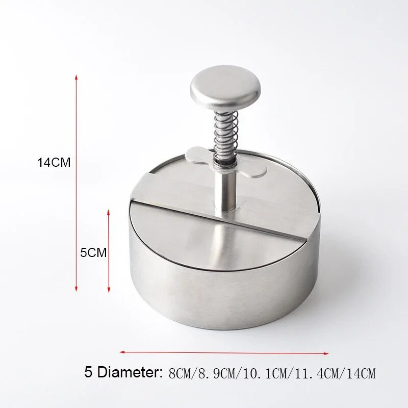 80 MM, 89 MM, 101 MM, 114 MM, 140 MM Hamburger Presă Burger Patty Maker 304 din oțel inoxidabil Carne de porc Vită Burger Presă manuală Mucegai Instrument pentru carne
