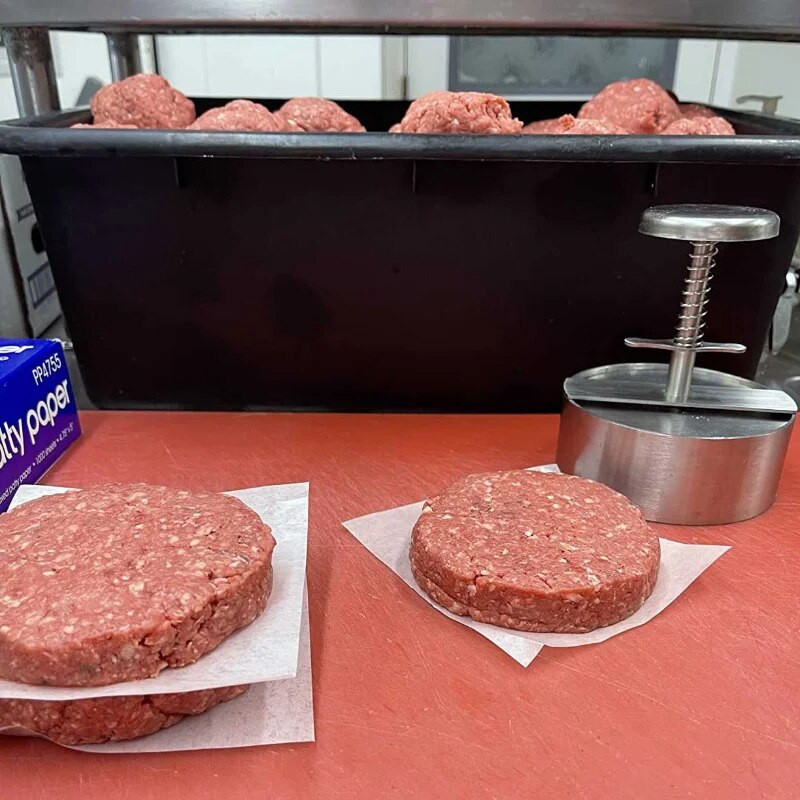 Presă pentru hamburgeri de bucătărie Mașină de făcut chifle pentru burgeri 304 din oțel inoxidabil cu carne de porc și vită pentru burgeri de vită.