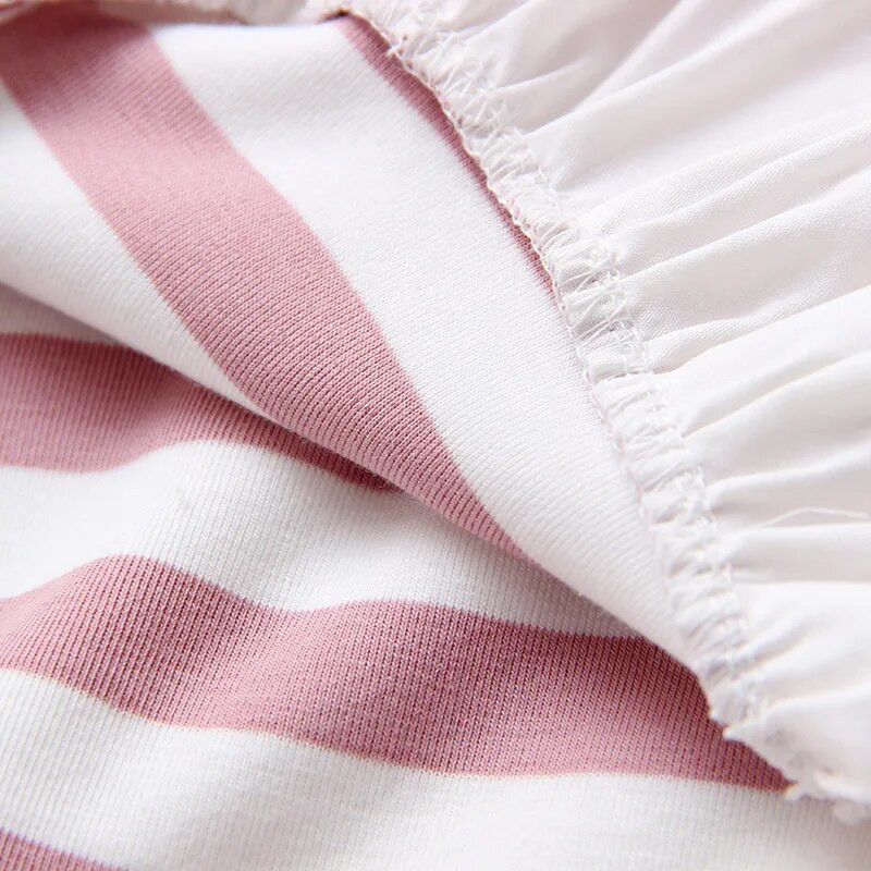 2023 Moda de primăvară 2-10 ani Copii Tricouri Copii Topuri Gâtul O mânecă lungă Dunge Dantela Mozaic Bumbac Toamnă Bebeluși Fetițe Tricouri